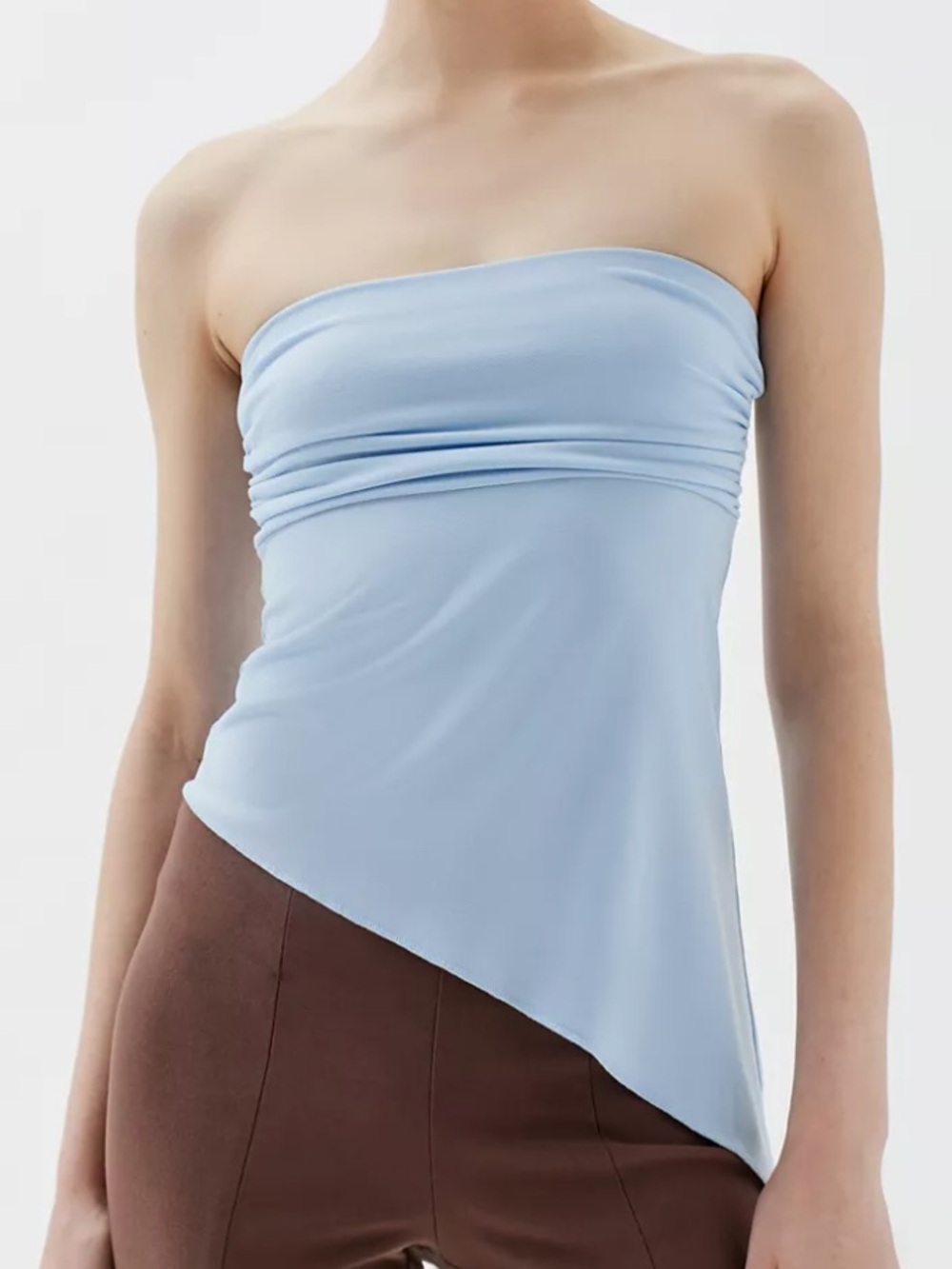 Urban Outfitters Y2K Light Blue Strapless Asymmetrical Tube Top